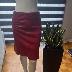 Elegant Red Leather Skirt